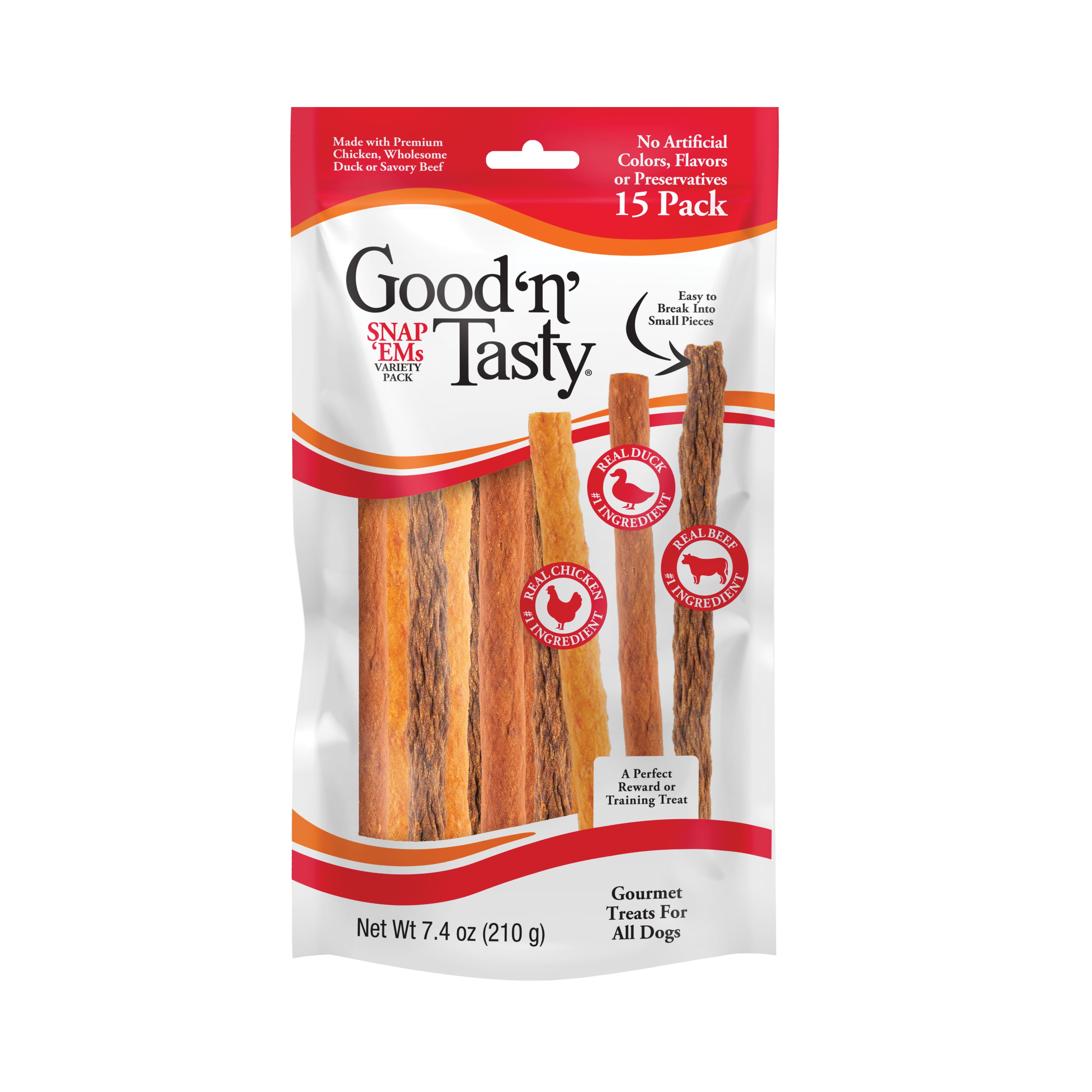 Good 'n' Fun Triple Flavor Wraps with Beef Tendon, High-Protein Dog Treat for All Adult Dogs, 8 Count