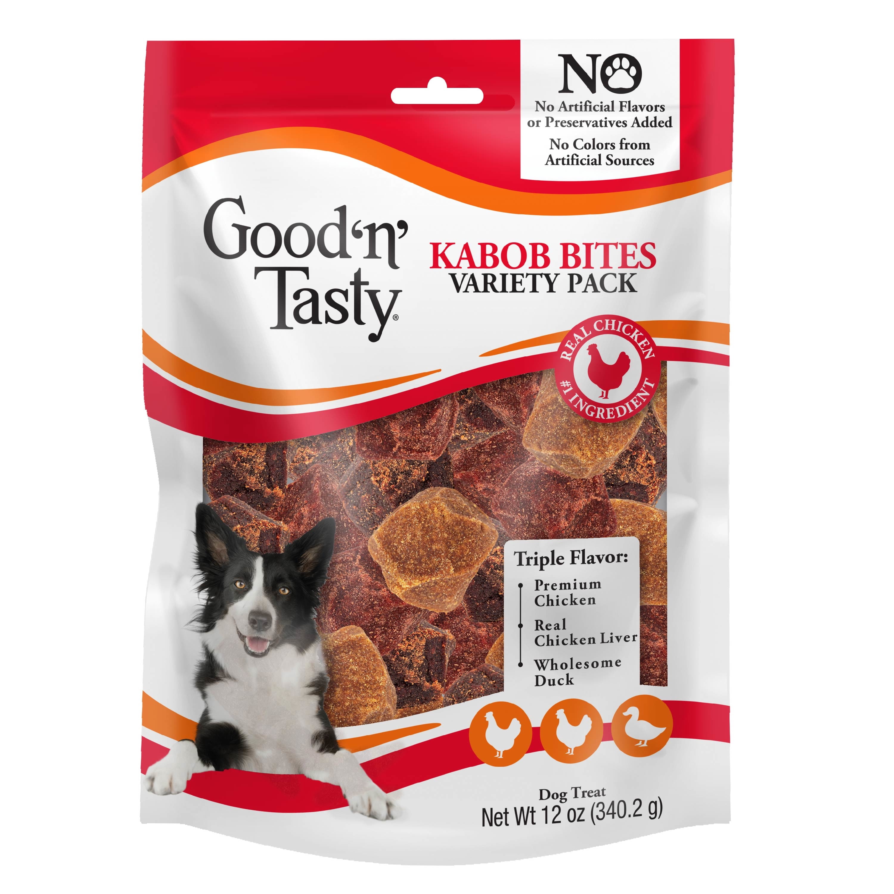Good n Tasty Kabob Bites for Dogs with Real Chicken, Duck, or