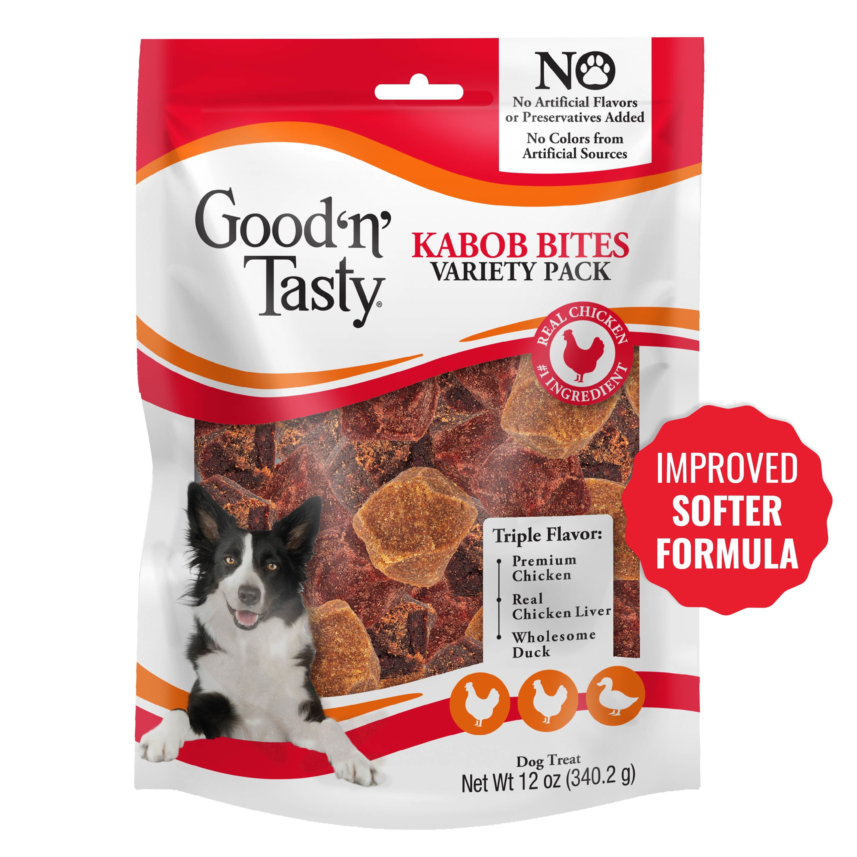 Good n Tasty Kabob Bites for Dogs with Real Chicken, Duck, or