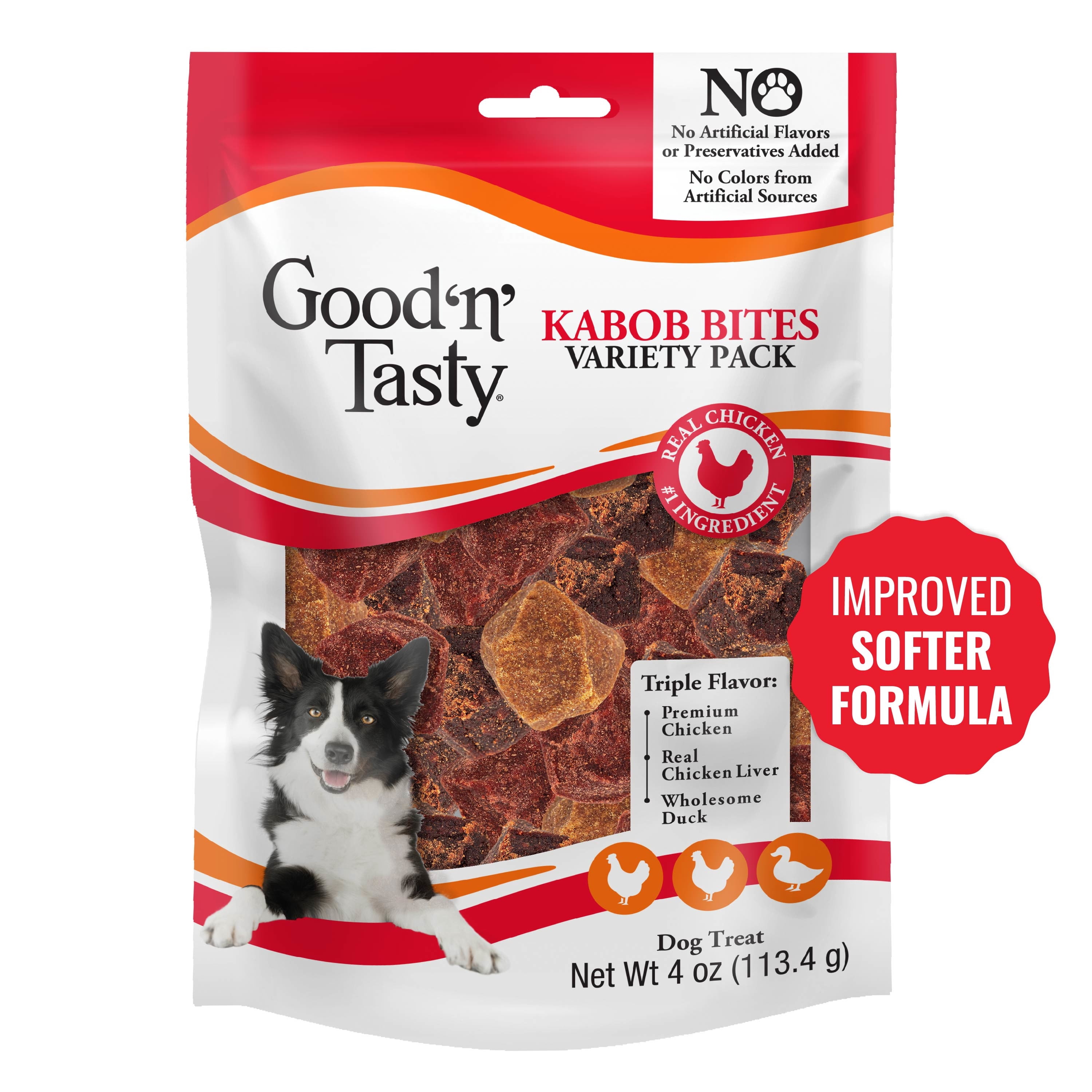 Good 'n' Tasty Kabob Bites for Dogs 4 oz with Real Chicken Duck or