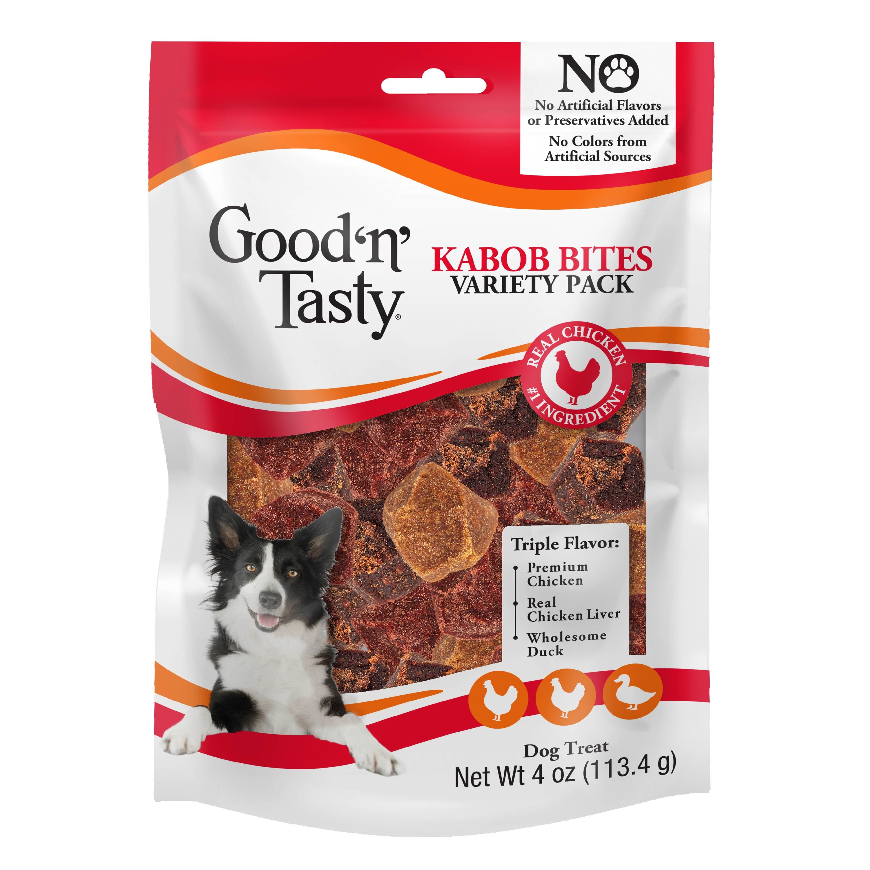 Good 'n' Tasty Kabob Bites Treat for All Dogs Triple- Protein Dog Treats for Rewarding, 4 oz