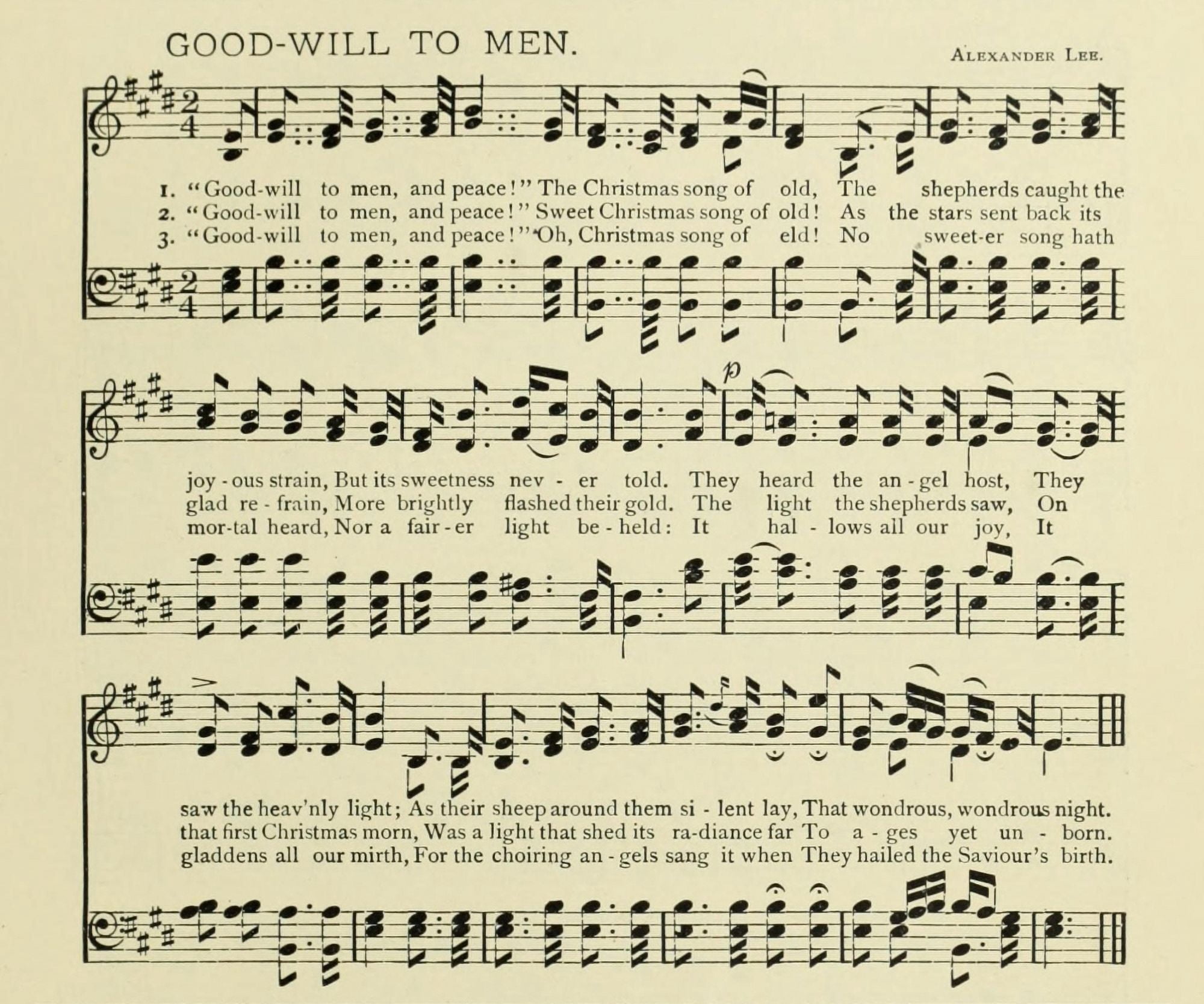 Good-will to Men Christmas in Song 1891 Canvas Art - (18 x 24)
