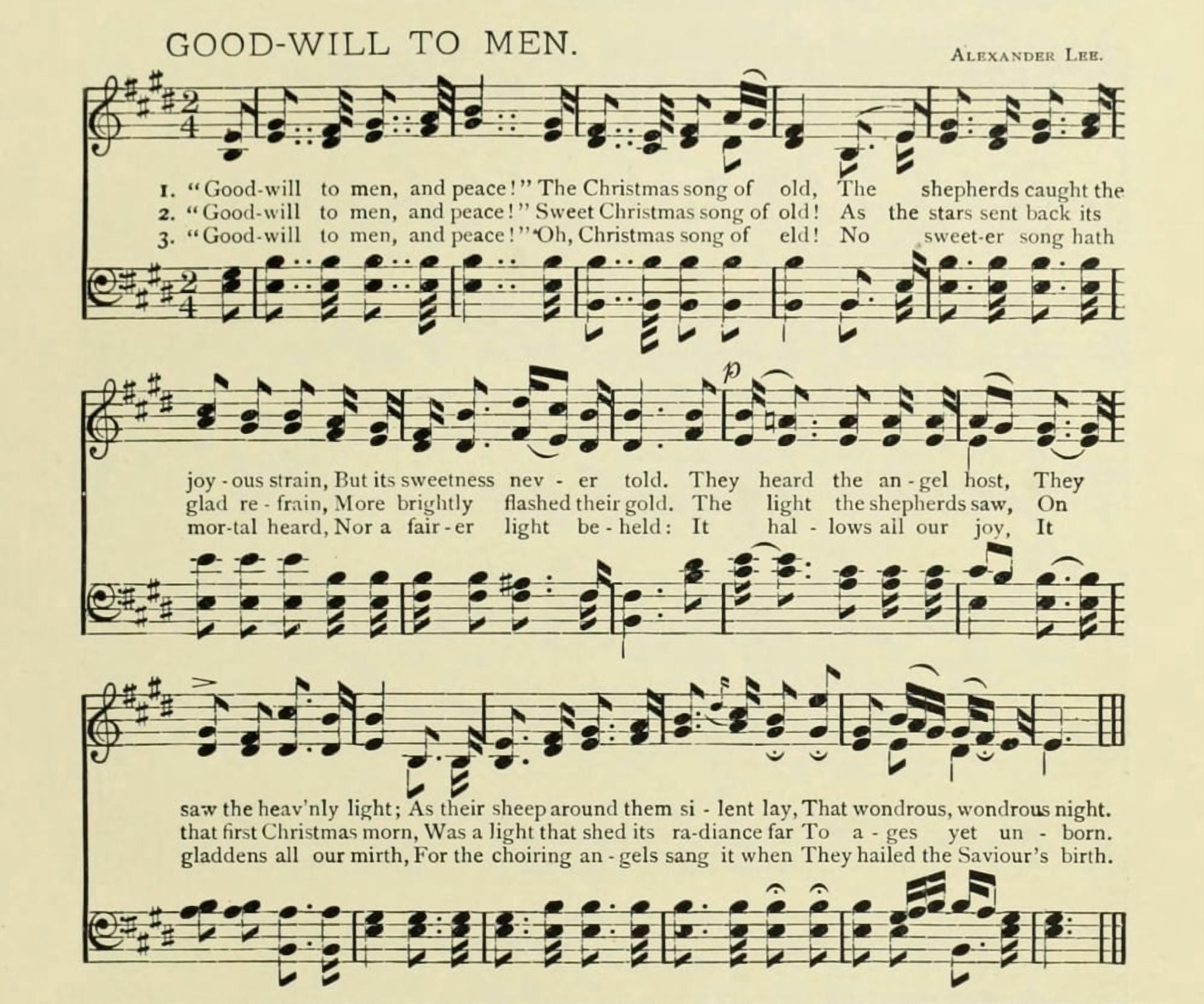 Good-will to Men Christmas in Song 1891 Canvas Art - (24 x 36)