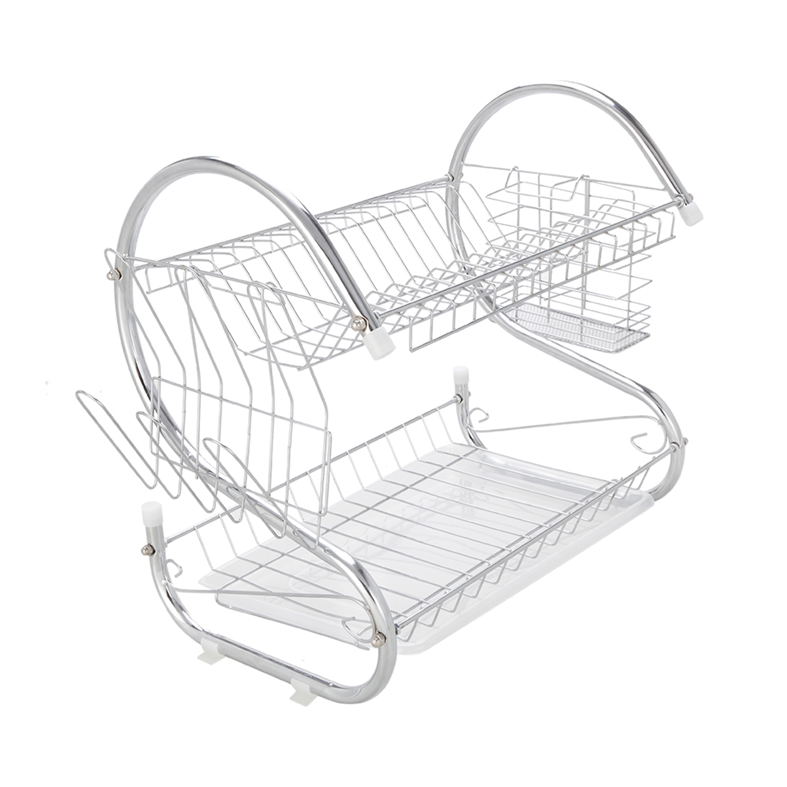 Good world Hot Sale 2-Tier Stainless Steel Silver Dish Rack with Drainboard - image 1 of 7