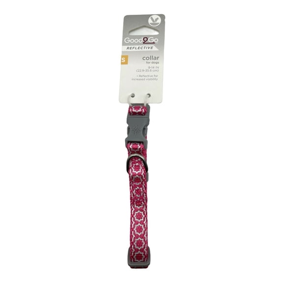 Good2Go Reflective Pink Starbust Dog Collar, Small 9-14"