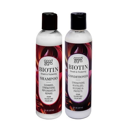 Good2Gro Biotin Growth & Thickening Shampoo & Conditioner Set for All Hair Types - 8oz Each - Vegan & Cruelty-Free, Infused with Collagen, Mango, Shea Butter & Peppermint - Ideal for Adults Seeking