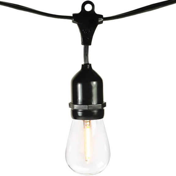 GoodBulb 25 Foot LED Patio String Light Kit 15 S14 Bulbs Included 120V Black Wire 18 Inch Spacing Connectable Wet Rated E26 Sockets Heavy Duty 14 AWG  2 Pack