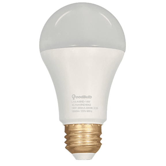 Goodbulb 4000k 100W Cool White Replacement Led bulb A19- 14 Watt Non Dimmable -5Yr Warranty 6-Pack