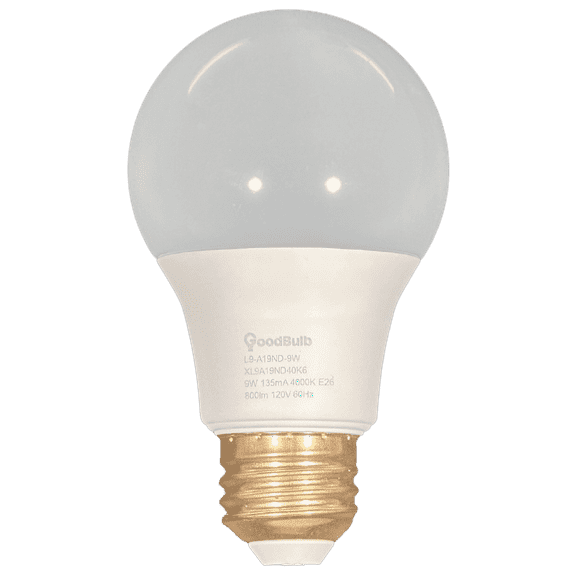 GoodBulb 60 Watt Replacement Led - 9 Watt Rough Service Led A19 - 4000K Cool White - 800 Lumens & Non Dimmable Xtreme Long Life Led - 5 Year Warranty (Pack of 6)