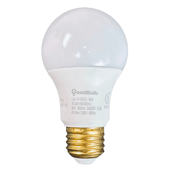 GoodBulb 60 Watt Upgrade – 9 Watt Dimmable Led A19 – 90+ High Cri – Platinum Pure White Light – 810 Lumens – 5000 Kelvin – Rough Service - 5 Year Warranty (Pack of 4)