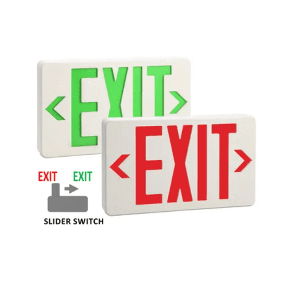 GoodBulb LED Exit Sign Field Selectable Red Green Single or Double Face Universal Mount Battery Backup 120 to 277V 1 Pack