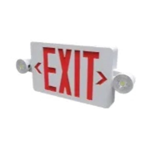 GoodBulb LED Exit Sign and Emergency Light Combo Red Lettering White Thermoplastic Housing 120-277VAC 1 Pack