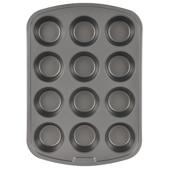 GoodCook Everyday Nonstick 12-Cup Steel Muffin Pan, Gray