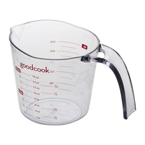 Goodcook Plastic Measuring Cup, Liquid Measurement in Ounces and Milliliters, Clear Kitchenware