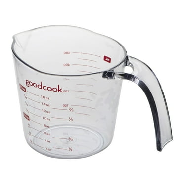 Goodcook Everyday 2 Cup Liquid Measuring Cup with Ounces and Milliliter Markings.  Plastic Liquid Measuring Cup, Clear Kitchenware.