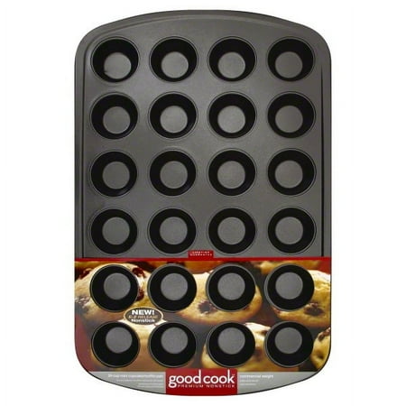 24-Cup Mini Muffin and Cupcake Pan, E-Z Release, Nonstick, Steel, Gray, GoodCook