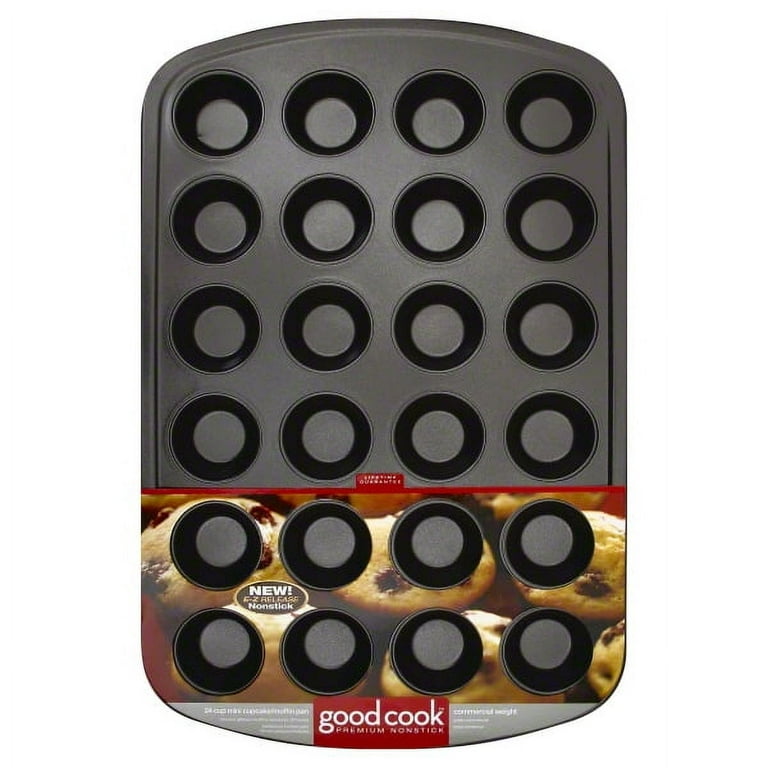 GoodCook 24-Cup E-Z Release Nonstick Steel Mini Muffin and Cupcake Pan,  Gray 