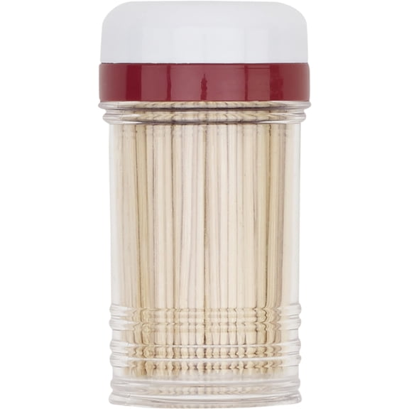 GoodCook 3.5" BPA-Free Plastic Toothpick Dispenser with 200 Single-Point Bamboo Toothpicks, Clear
