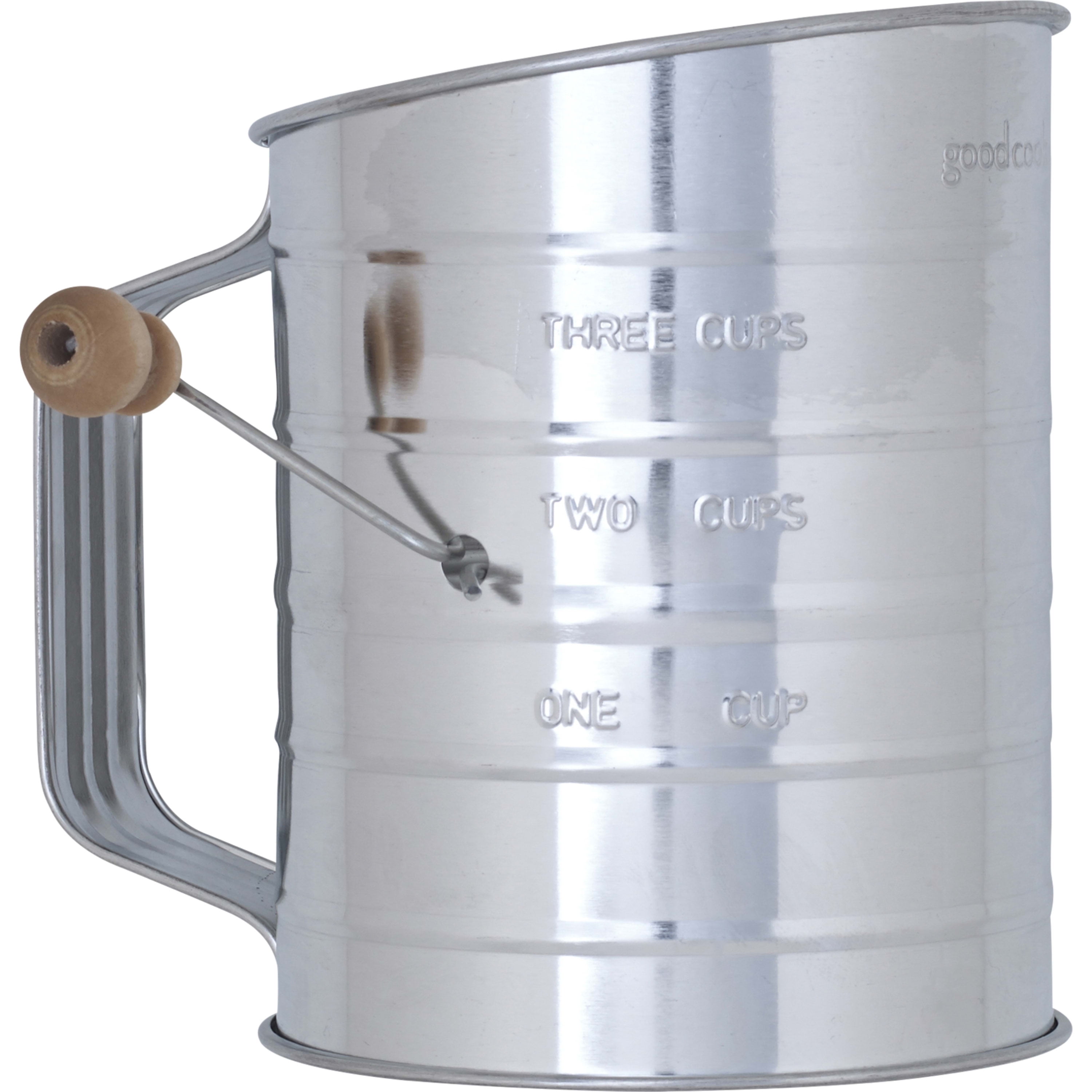 GoodCook 3-Cup Silver Tin Flour Sifter with Wooden Crank