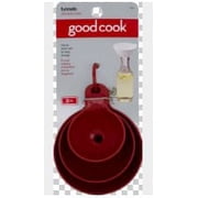 GoodCook 3-Piece BPA-Free Plastic Kitchen Funnel Set, Red
