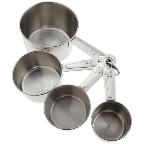 GoodCook Stainless Steel Measuring Cup Set, 4-Piece with Storage Ring, Silver