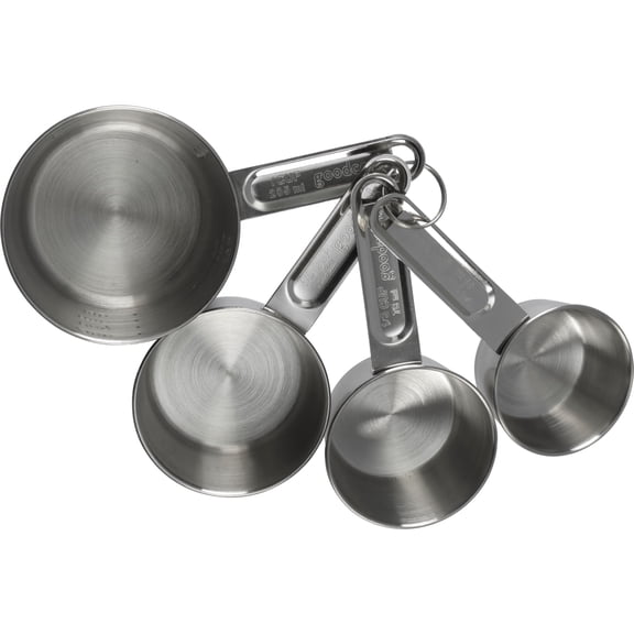 GoodCook Stainless Steel Measuring Cup Set, 4-Piece with Storage Ring, Silver