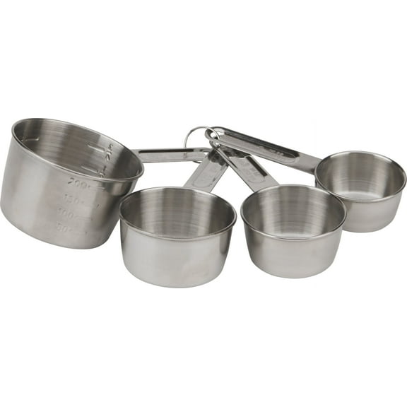 Stainless Steel Measuring Cup Set, 4-Piece, Storage Ring, Silver, GoodCook