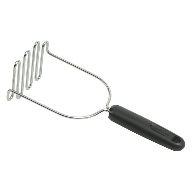GoodCook 9.5" Stainless Steel Potato Masher and Meat Chopper Tool, Silver/Black