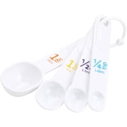 Plastic Measuring Cup Set with Storage Ring, White, GoodCook, 4-Pieces