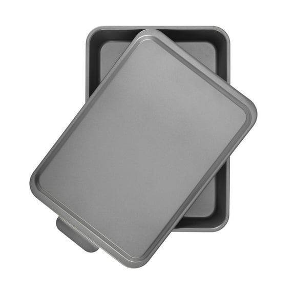 GoodCook Everyday Nonstick Steel Oblong Pan with Metal Lid, 9" x 13", Gray