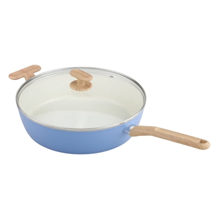 GoodCook Healthy Ceramic Titanium-infused Jumbo Cooker w/ Lid, 11 Inch, Light Blue