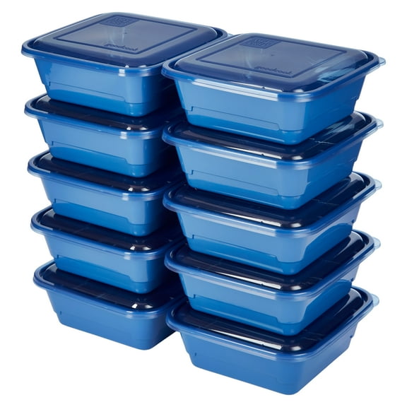 GoodCook Meal Prep 3 Cup Square, 20-Piece, Blue, Made Without BPA Plastic