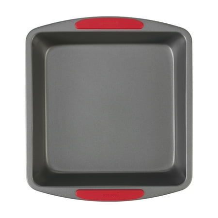 GoodCook MegaGrip 8" x 8" Nonstick Steel Square Cake Baking Pan with Silicone Grip Handles, Gray