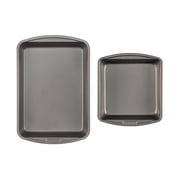 GoodCook Nonstick Steel 8" x 8" and 13" x 9" Baking Pan Set, Bake, Brownie, Cake, Grey