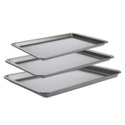 GoodCook PRO Nonstick Steel 3-Piece Baking Sheet Set, 17x11, 15x10, 9x13, Gray