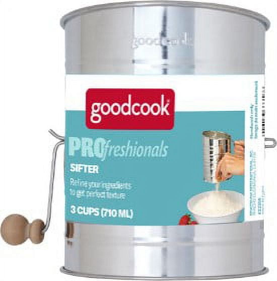 GoodCook PROfreshionals 3-Cup Metal Tin Flour Sifter with Wooden Crank ...