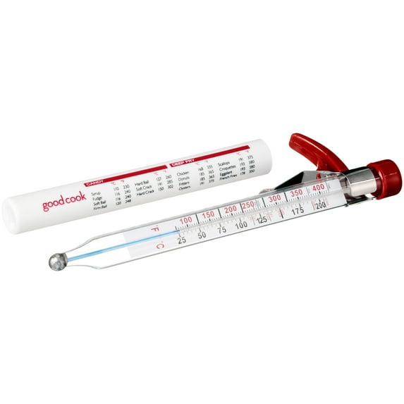 GoodCook Precision Candy and Deep Fry Thermometer with Clear/Red Storage Sleeve
