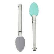 GoodCook Pro 2 Pack Mini Tongs Stainless Steel with Silicone Tip, Grey/Blue, For All Food Types