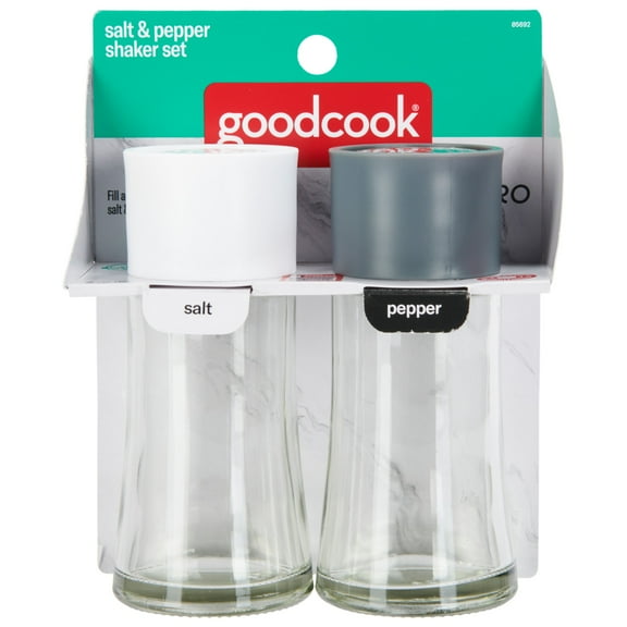 GoodCook Pro Salt & Pepper Shaker Set, Durable Glass 2oz Easy Grip 2 Piece Set