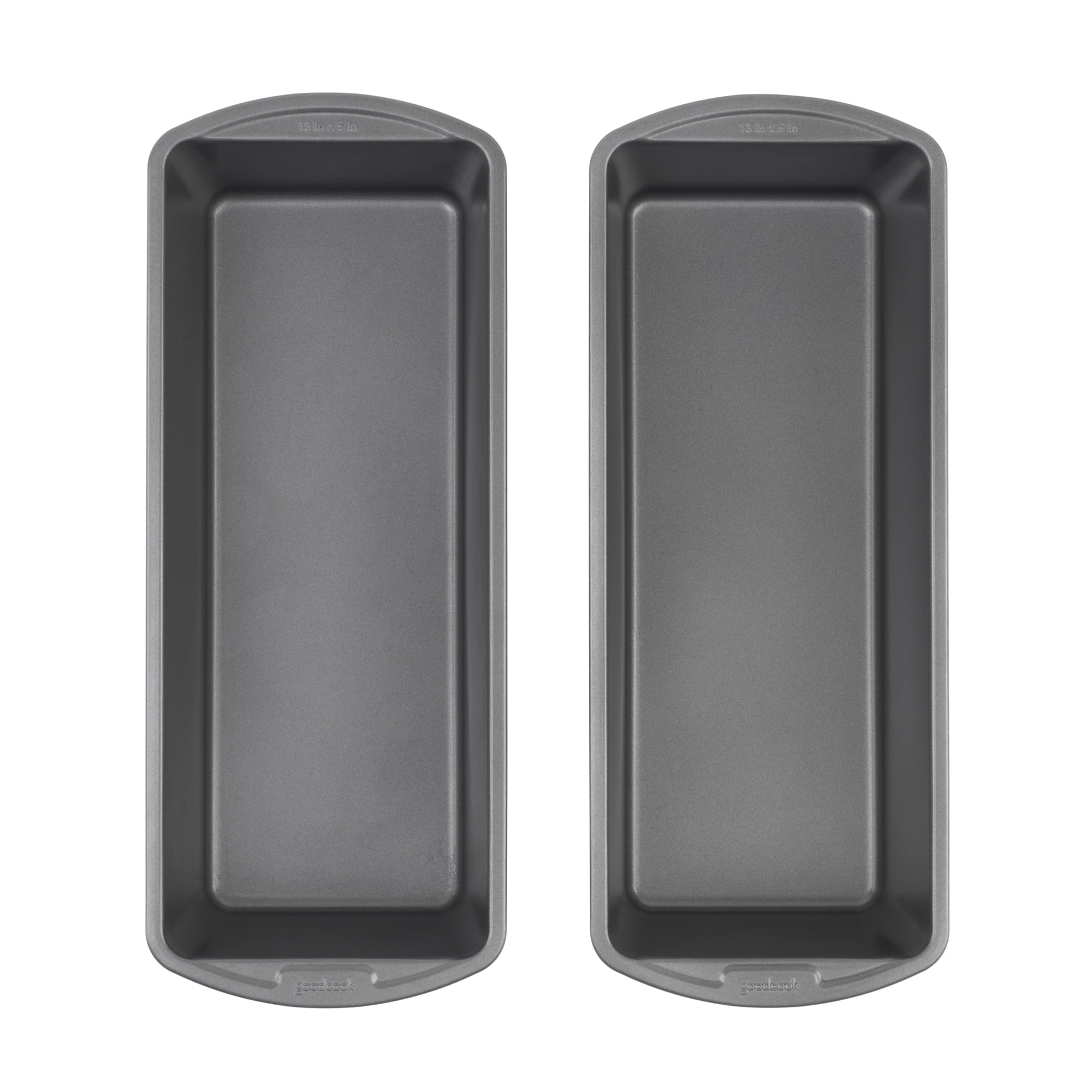 GoodCook Set of 2 Extra Large 13'' x 5'' Nonstick Steel Bread Loaf Pans, Cakes, Dishwasher Safe, Gray