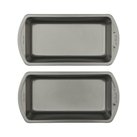 GoodCook Set of 2 Medium 8" x 4" Nonstick Steel Bread Loaf Pans, Gray