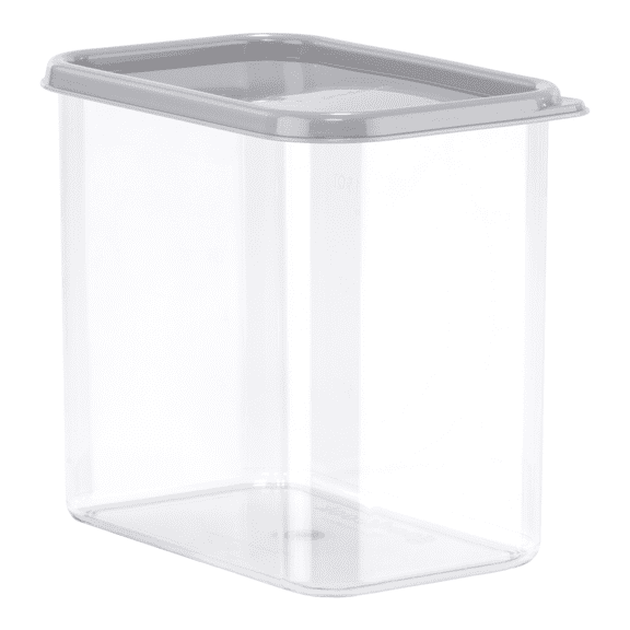 GoodCook Short Rectangular Container, 1.8 QT, Clear with Gray Lid, Made Without BPA