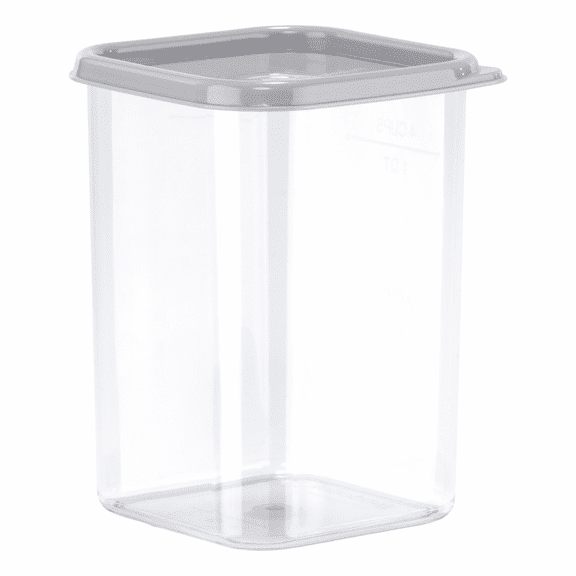GoodCook Short Square Container, 1.1 QT, Clear with Gray Lid, Made Without BPA