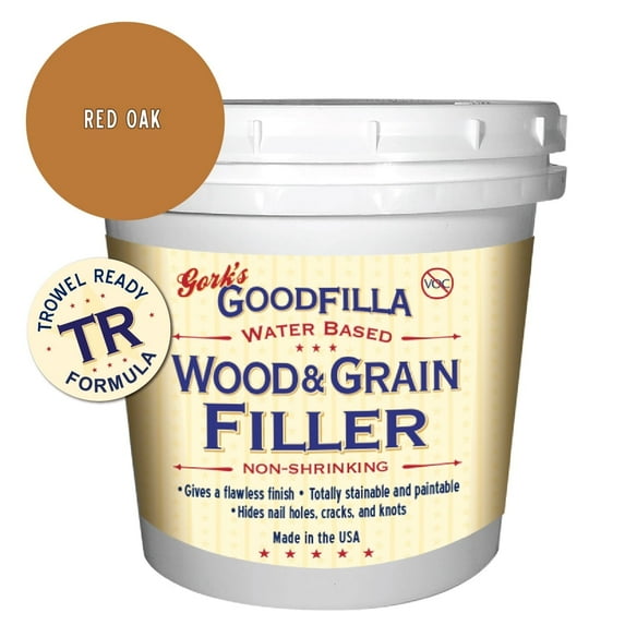 GoodFilla Trowel-Ready Water-Based Wood and Grain Filler ,Red Oak, QUART