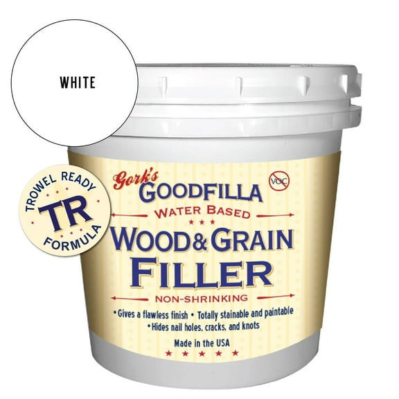 GoodFilla Water-Based Wood Finish (Trowel Ready), White, Quart