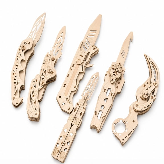 GoodFull 6pcs 3D Wooden Zigsaw Puzzle Set for Adults, Gift-Ready Wood Puzzle Model Kits for Teens & Game Fans, Buildable Folding Blade Puzzles for Birthday, Christmas & Collectors