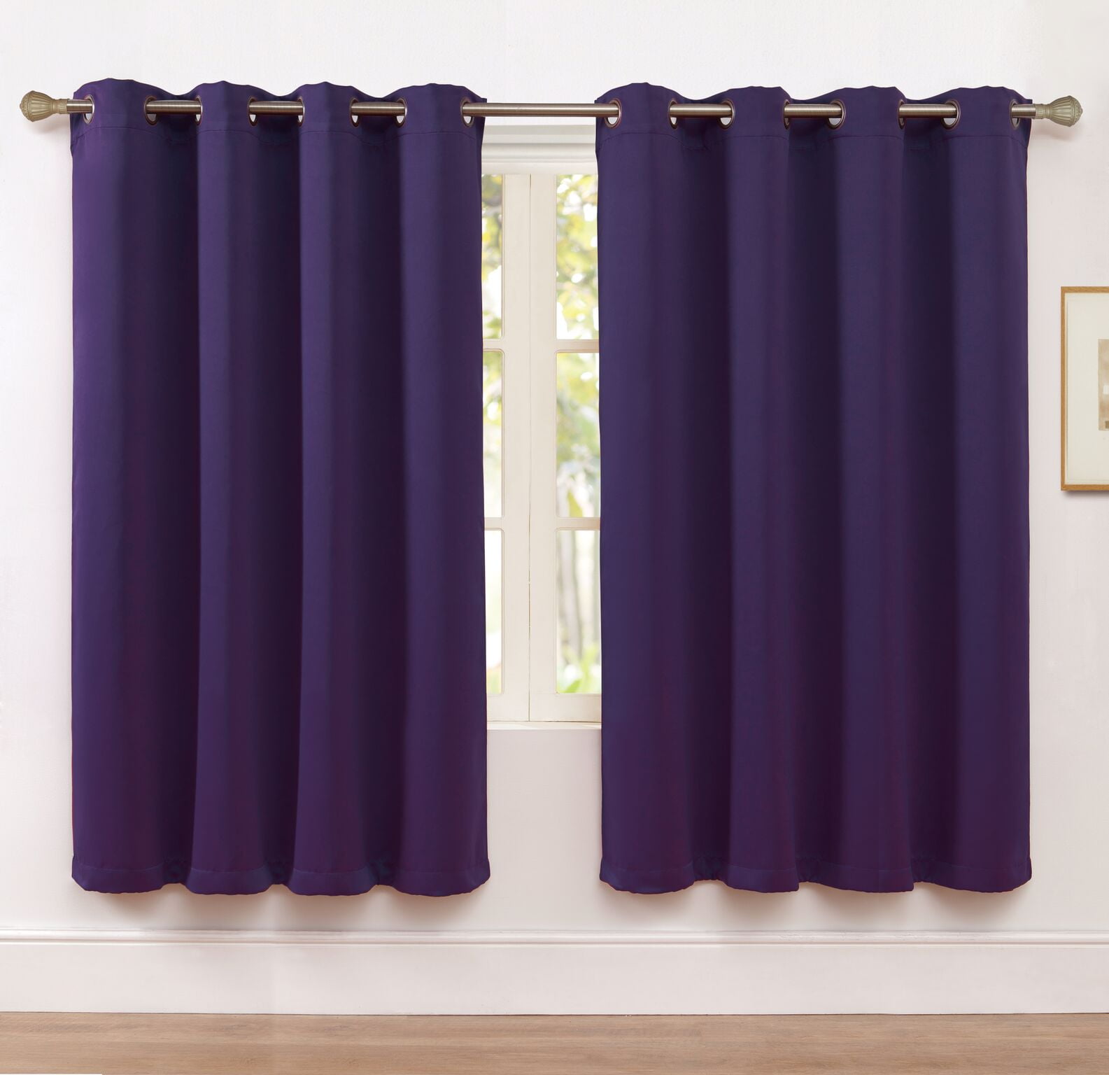 GoodGram Blackout Grommet Purple Curtain, 100% Blackout, 52” x 63” (2 Panels)