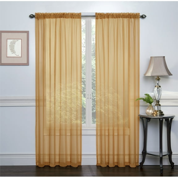GoodGram Contemporary Solid Print Rod Pocket Sheer Curtains, 54” x 84” (2 Panels)