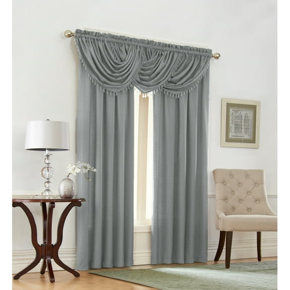 GoodGram Faux Crystal Beaded Waterfall Valances & Rod Pocket Decor Curtains, 54” x 84” (2 Panels)