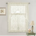 thumbnail image 1 of GoodGram Floral Lace Kitchen Curtains, Beige, 58” x 36” (3 Panels), 1 of 2